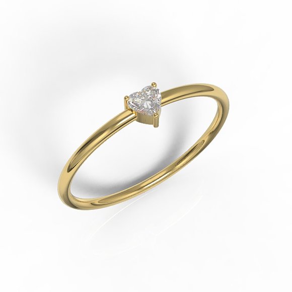 Valentines Yel Gold Simulated Diamond Heart Ring - Picture 1 of 2